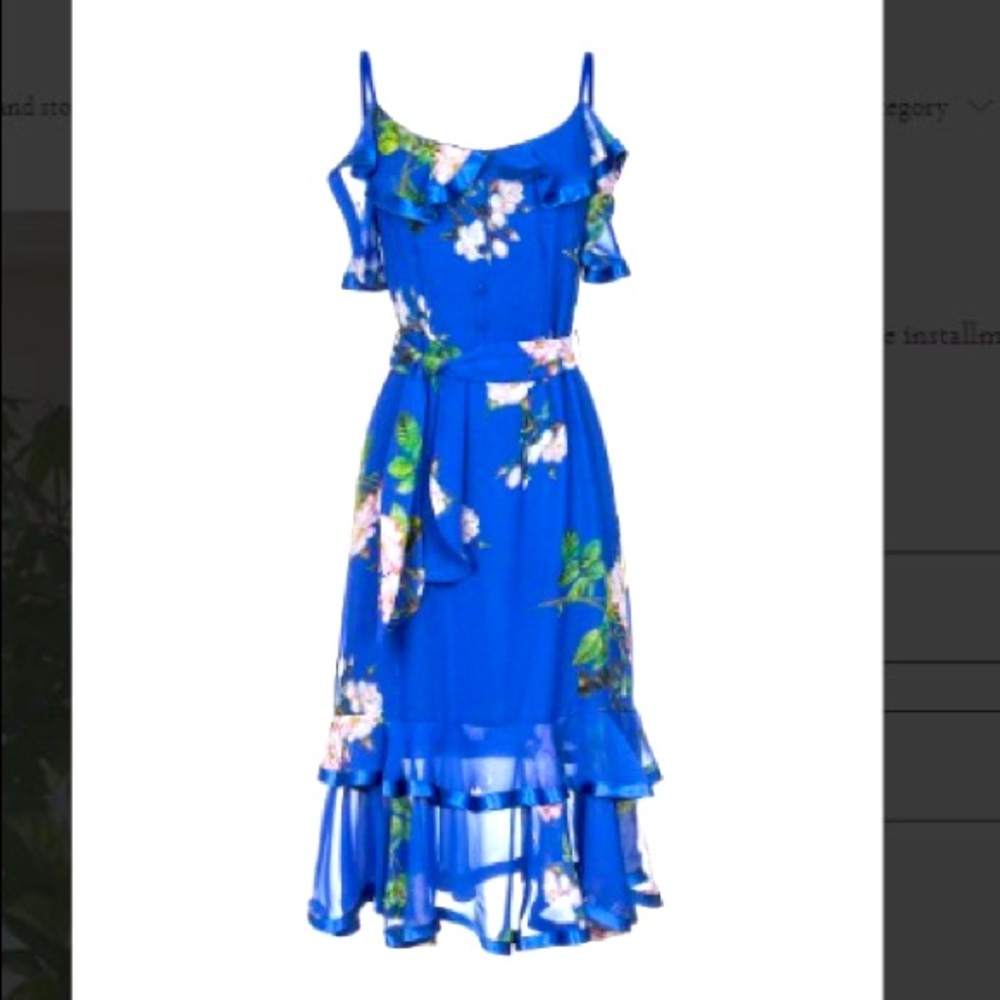 Andreeva blue Rose silk midi dress, Sz: Small/ US 6/ EUR 38